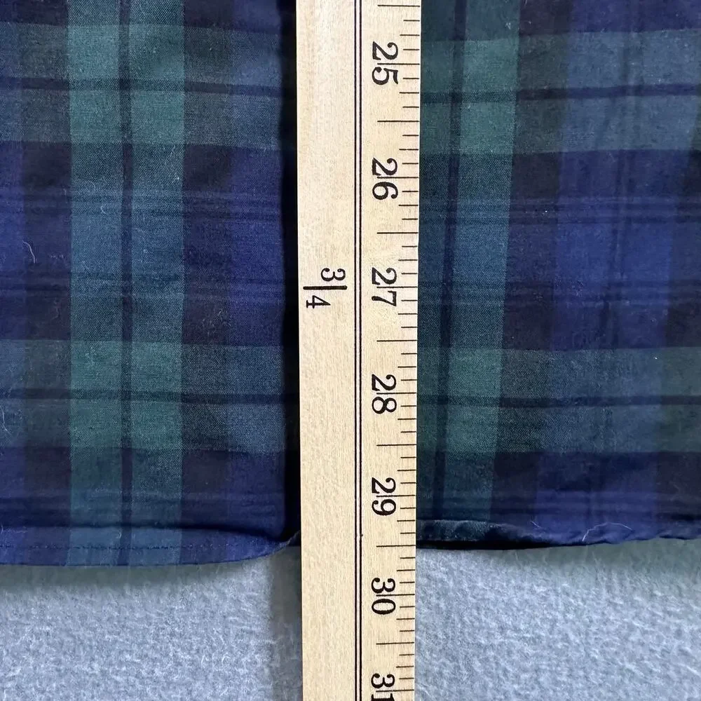 J. Crew Men's Med Slim Strech Wash Shirting Black Watch Tartan Green Blue Plaid